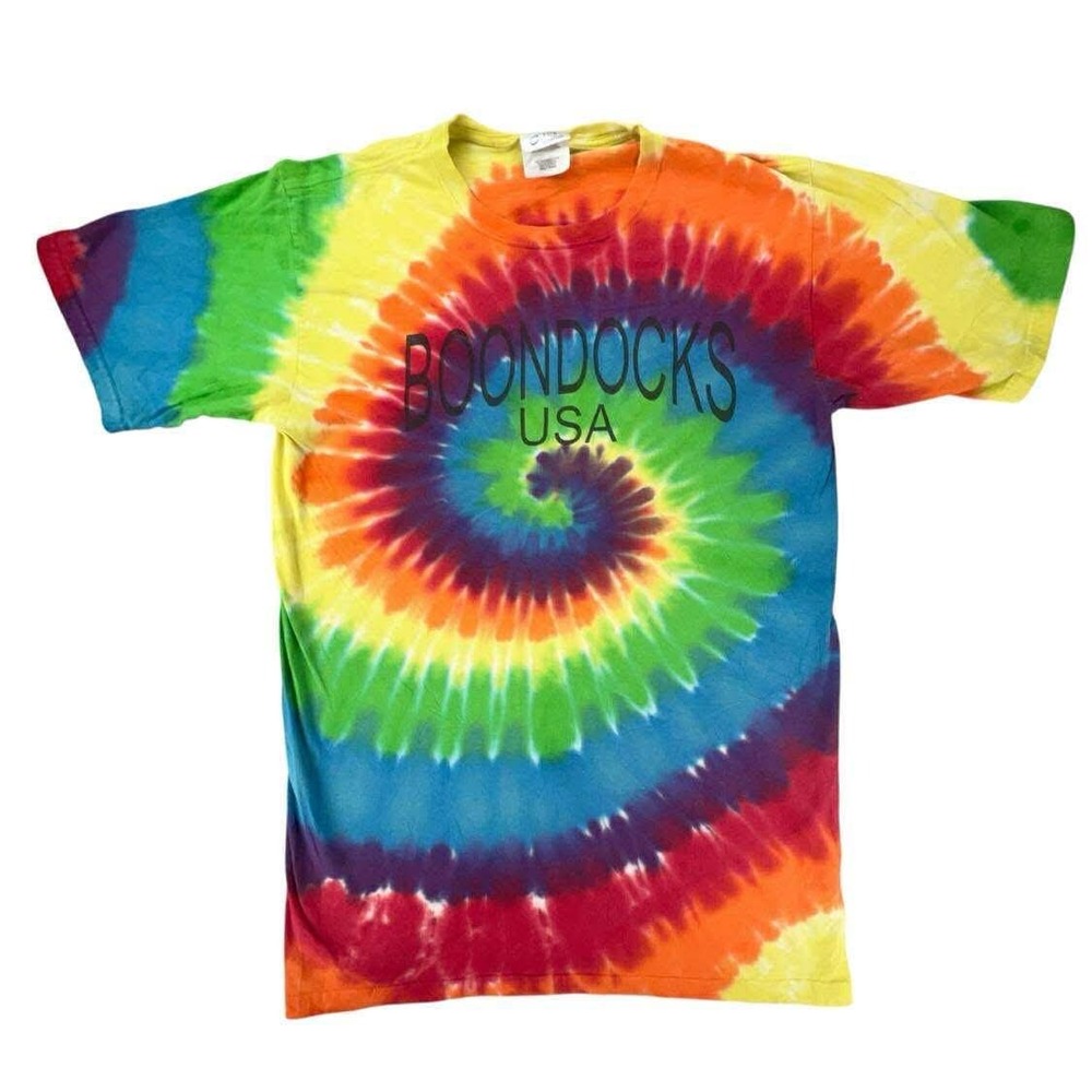 Y2K Boondocks USA Tie‎ Dye T-Shirt Colorful Spiral Graphic Tee Medium M Adult